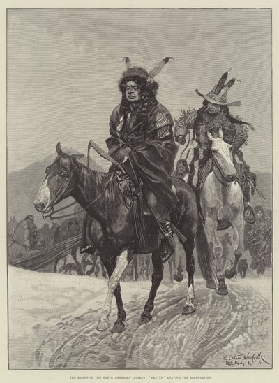 The Rising of the North American Indians, Braves Leaving the Reservation by Richard Caton Woodville junior